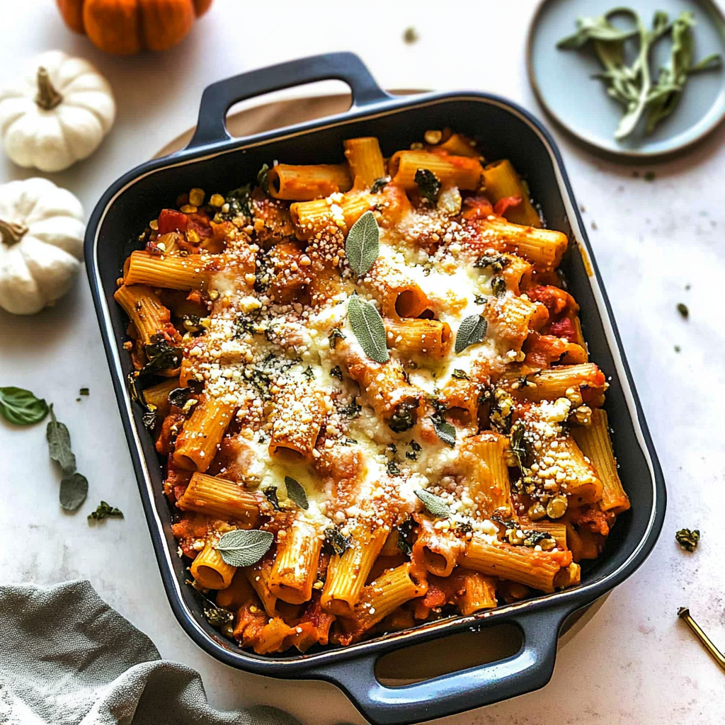 Recipe preparation for Pasta Bake with Pumpkin Tomato Sauce