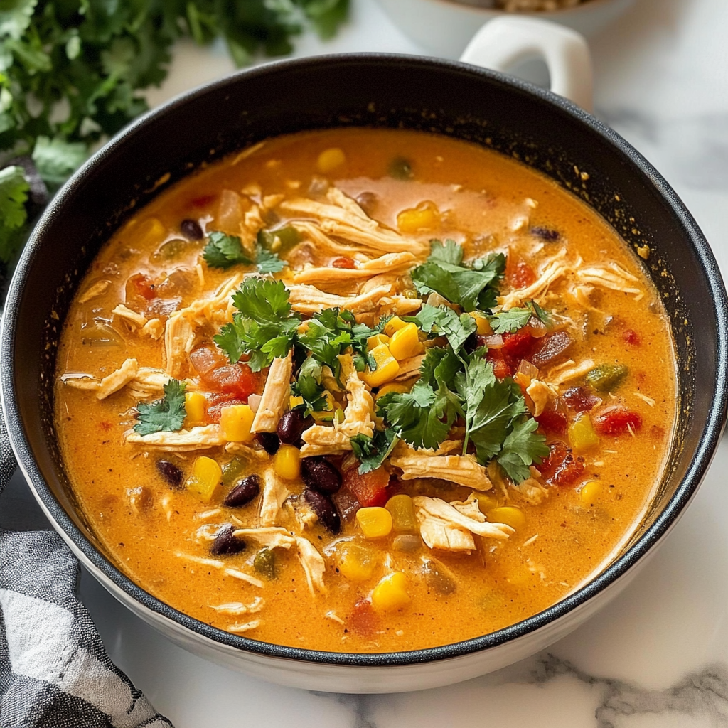 Recipe preparation for Creamy Chicken Tortilla Soup