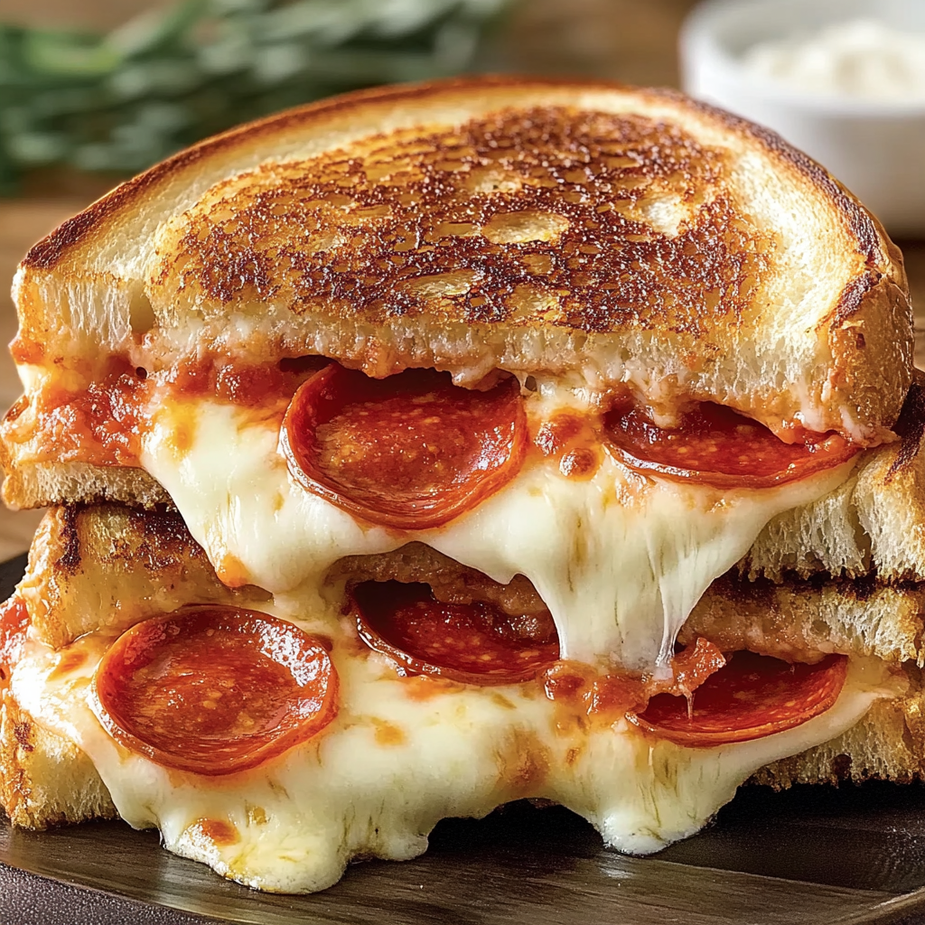 Recipe preparation for Pepperoni Pizza Grilled Cheese