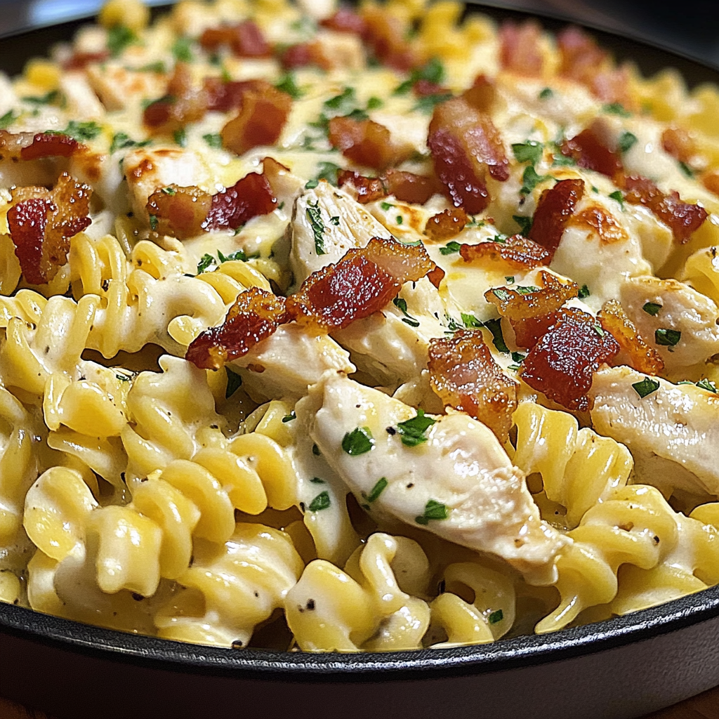 Recipe preparation for Chicken Bacon Ranch Pasta