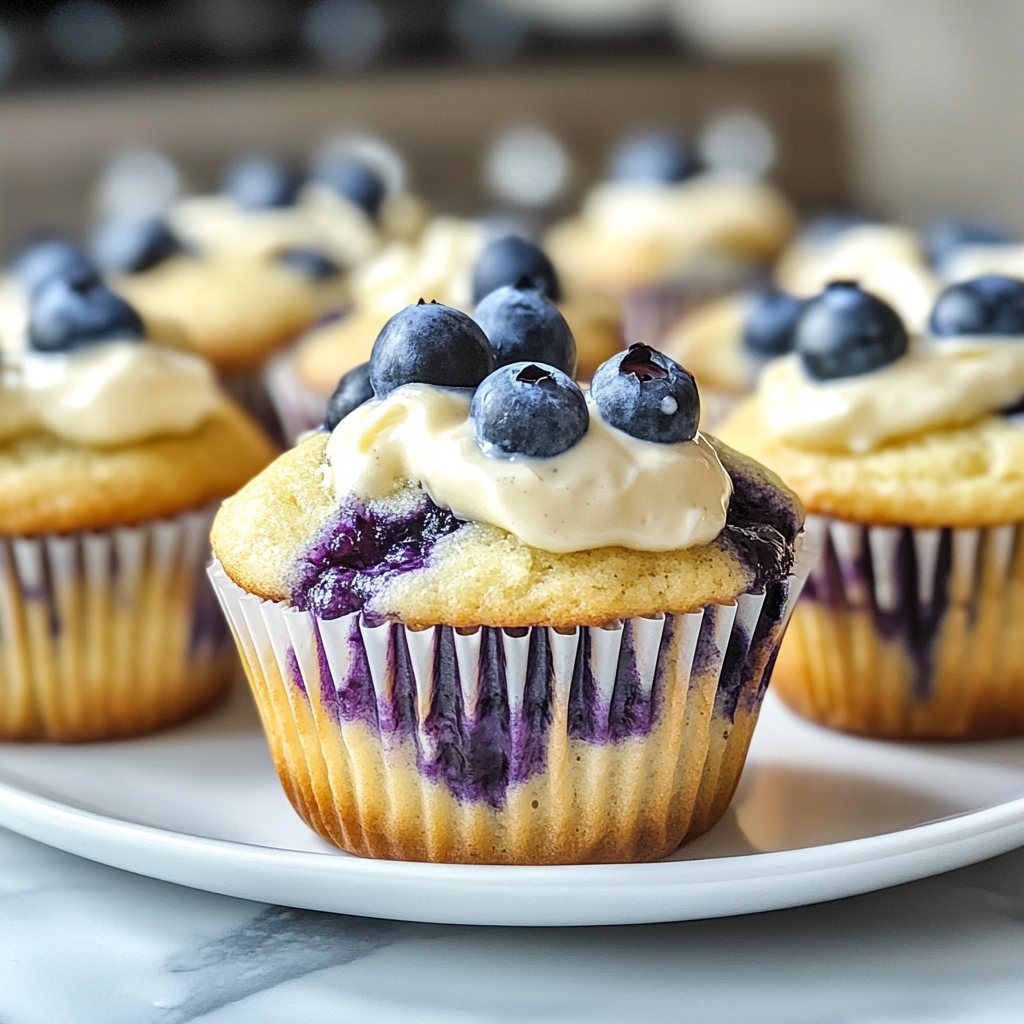 Recipe preparation for Blueberry Cream Cheese Muffins