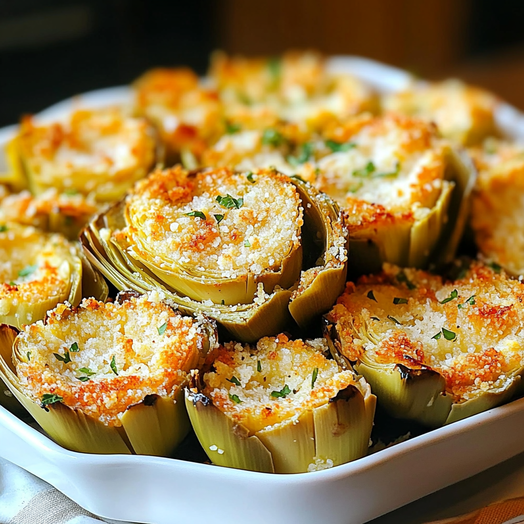 Recipe preparation for Crispy Parmesan Artichoke Hearts