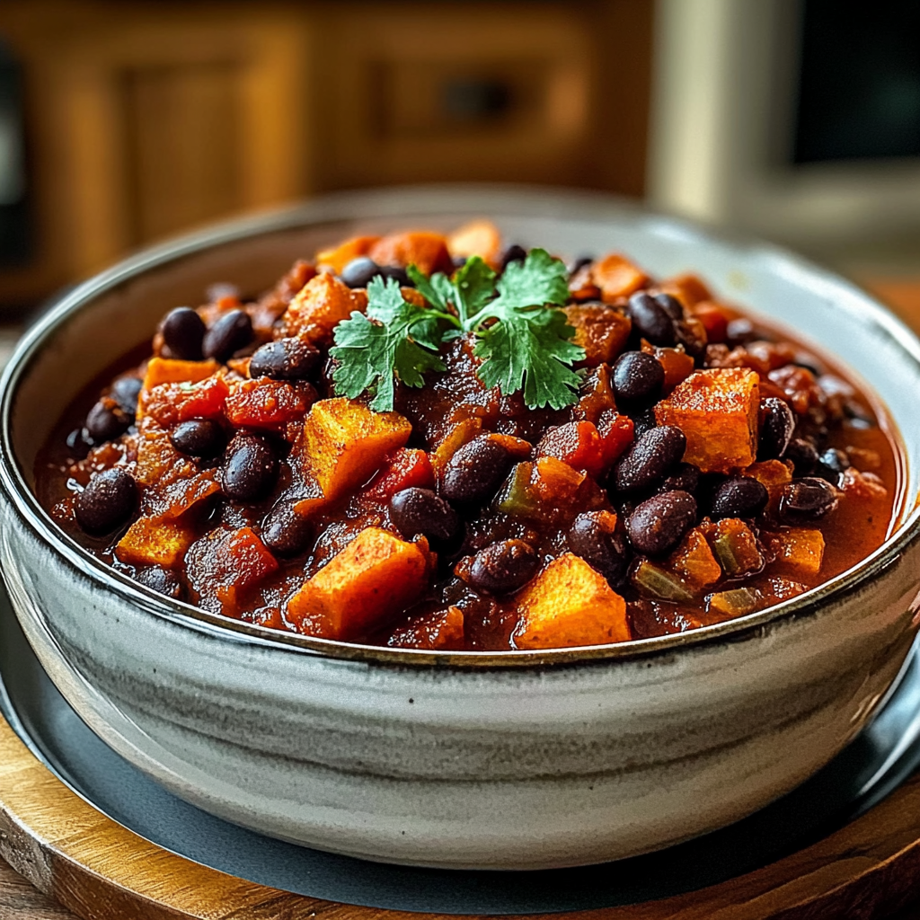 Recipe preparation for Sweet Potato Black Bean Chili