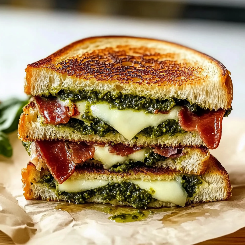 Recipe preparation for Pesto Grilled Cheese Sandwich