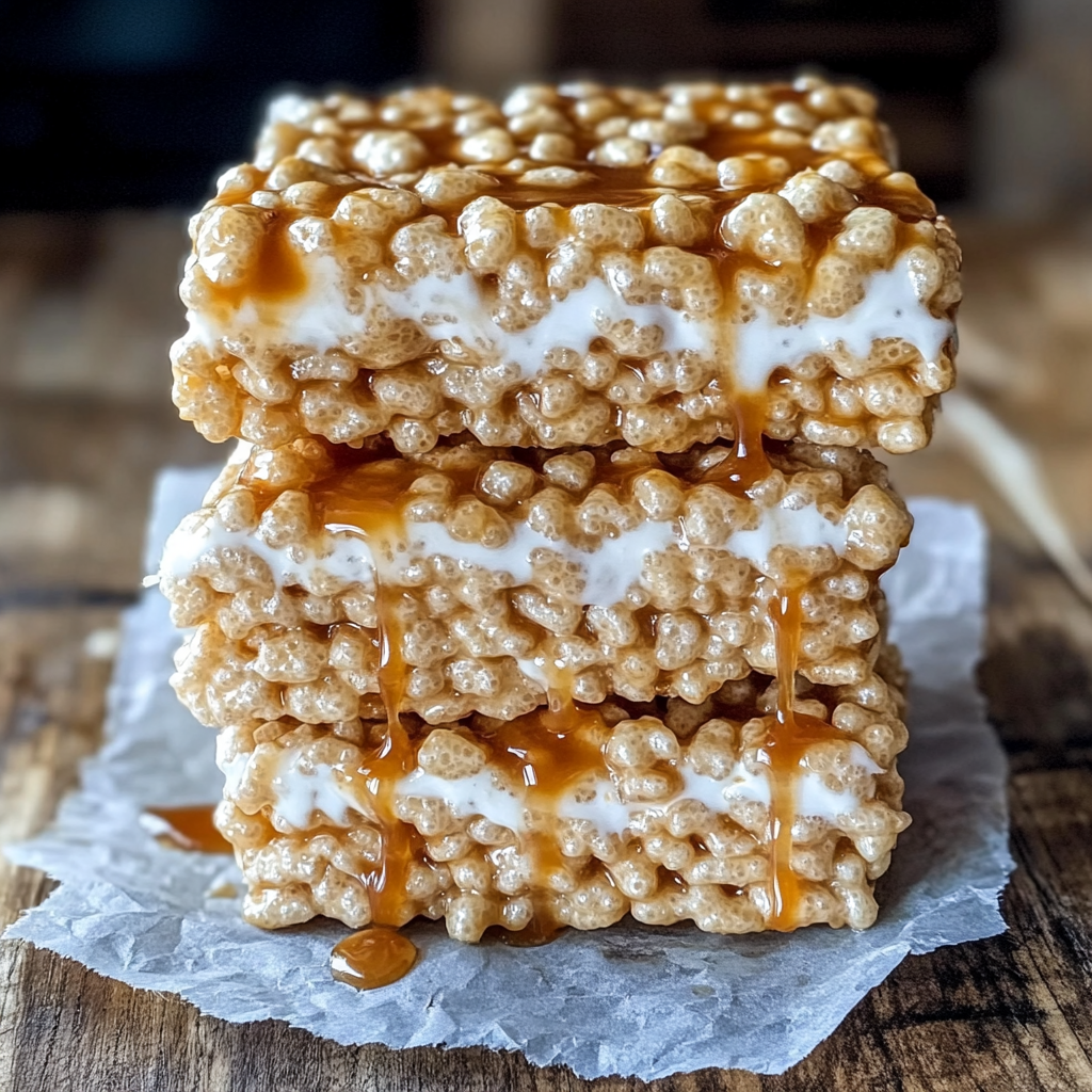 Recipe preparation for brown butter dulce de leche rice krispie treats