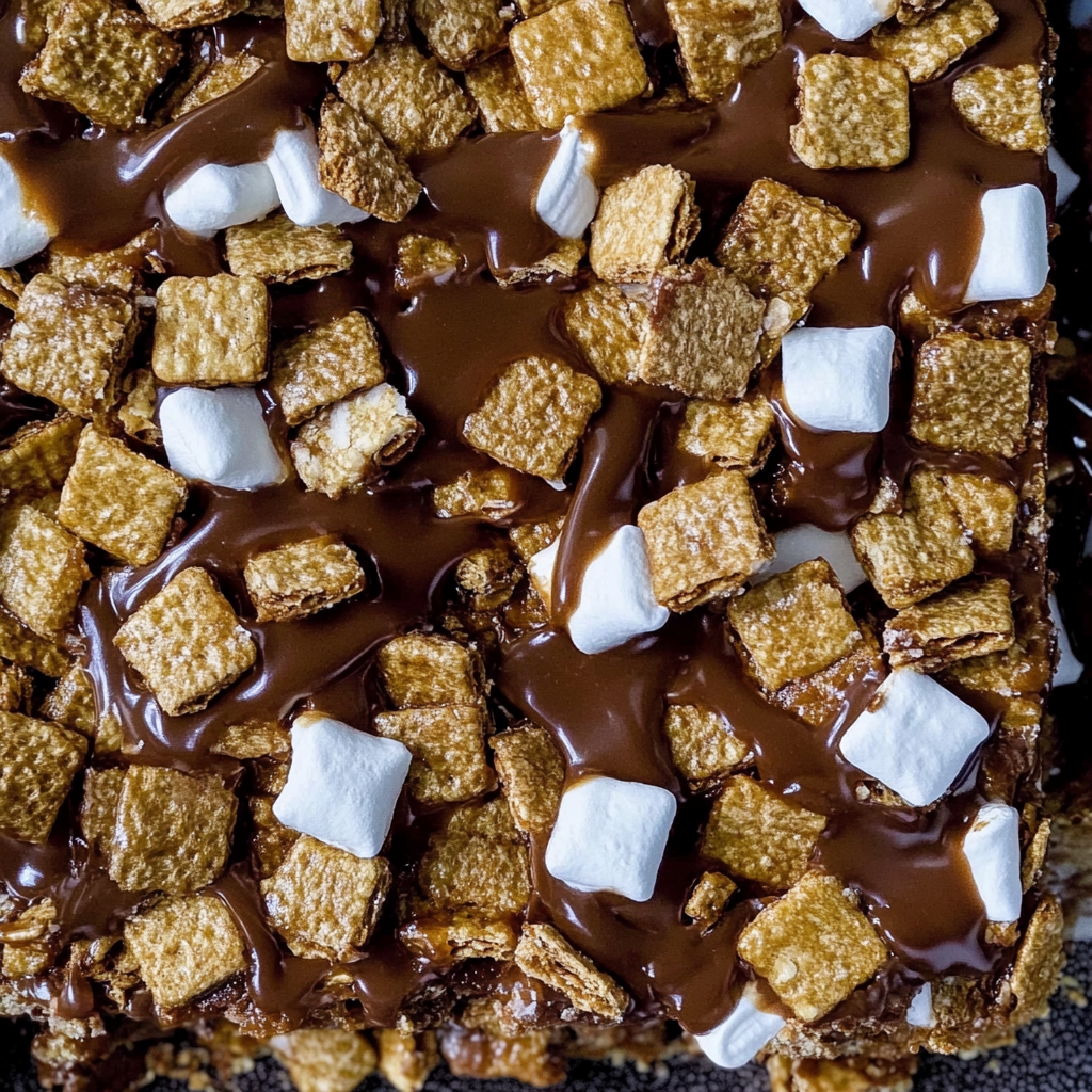 Recipe preparation for Golden Grahams S’mores Bars