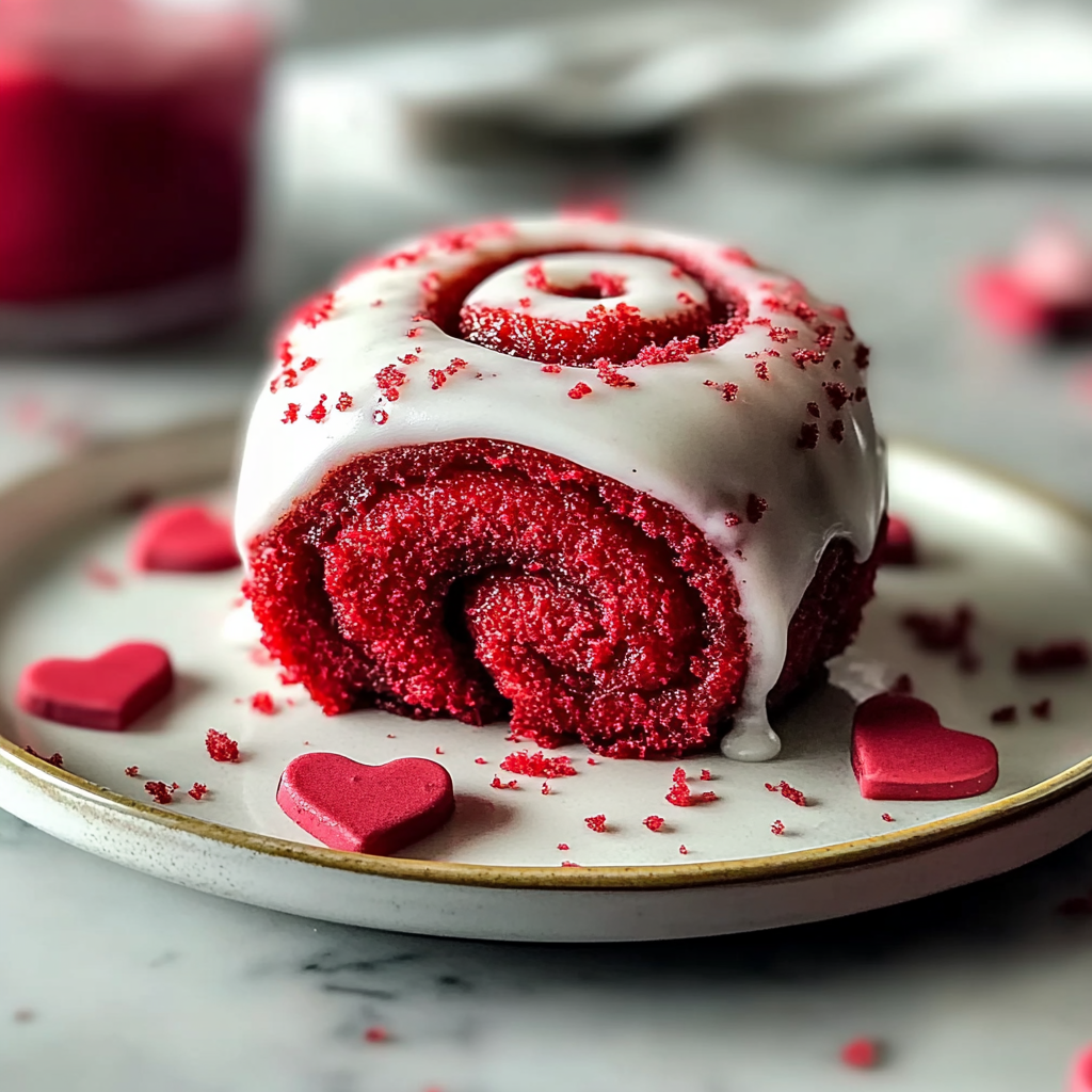 Recipe preparation for Red Velvet Valentine's Day Cinnamon Rolls