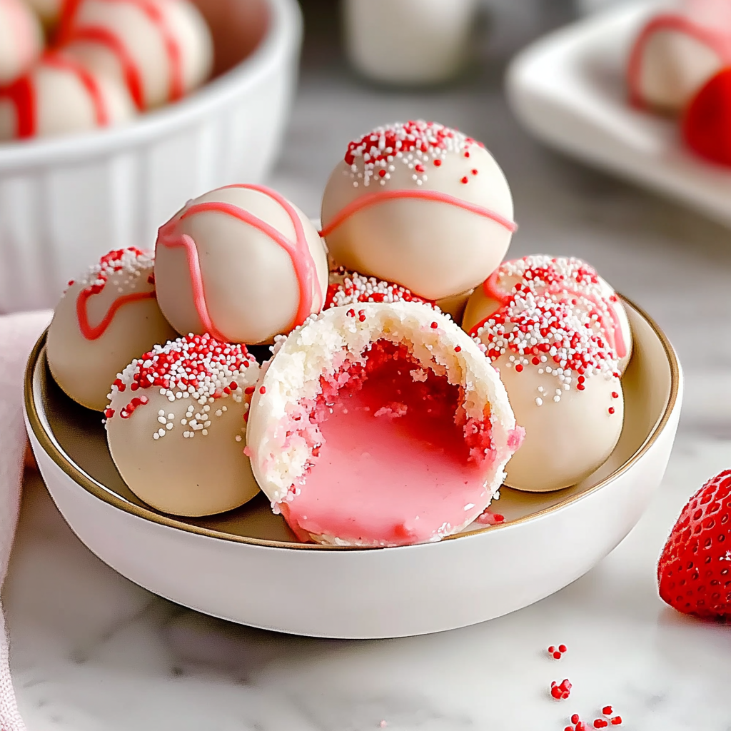 Recipe preparation for Strawberry Cake Mix Balls