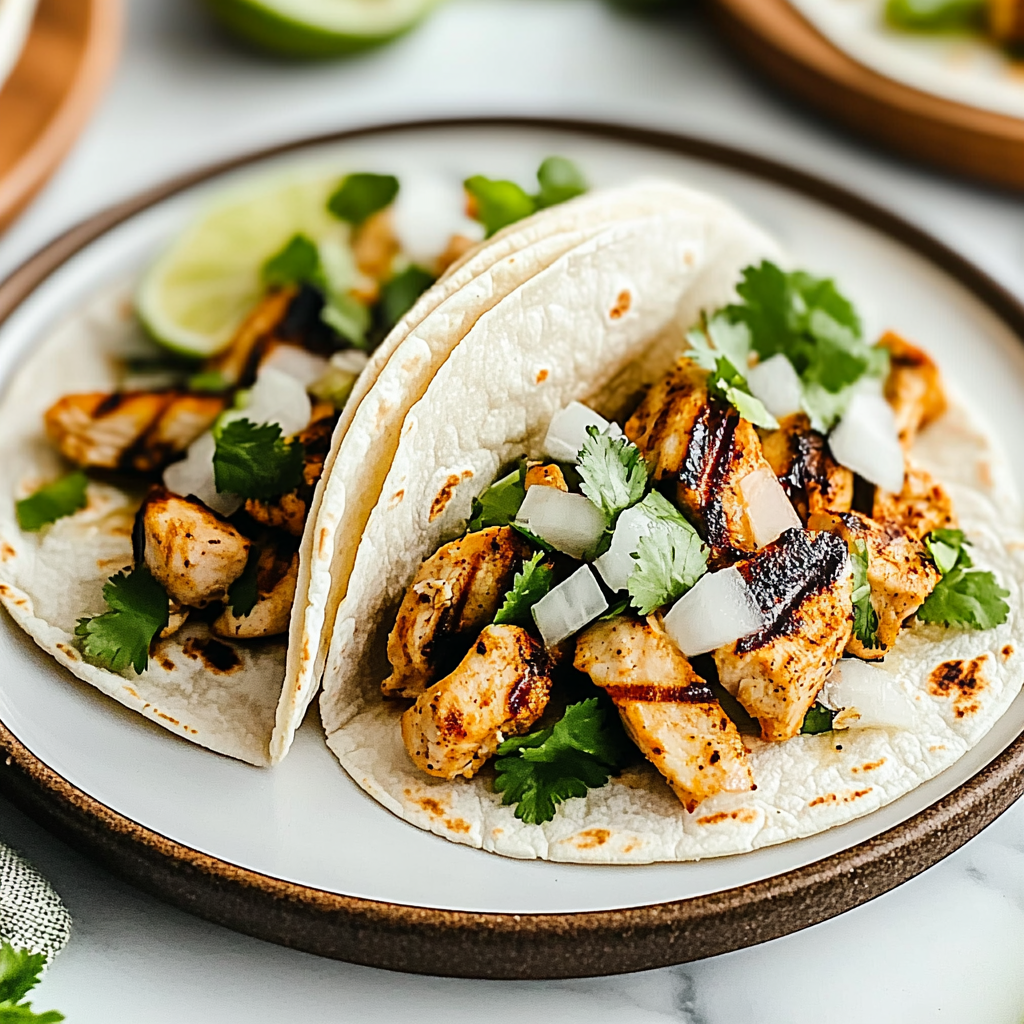 Recipe preparation for Honey Lime Grilled Chicken Tacos