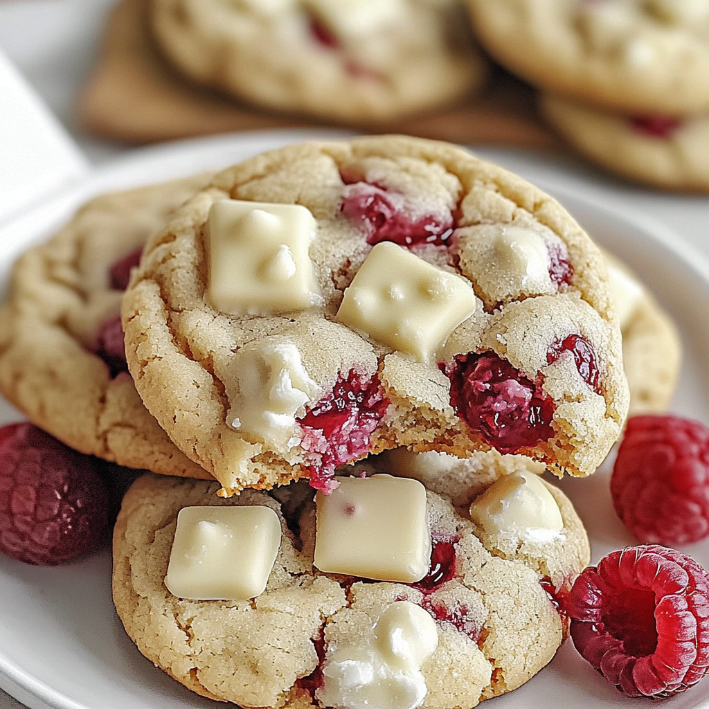 Recipe preparation for White Chocolate Raspberry Cookies