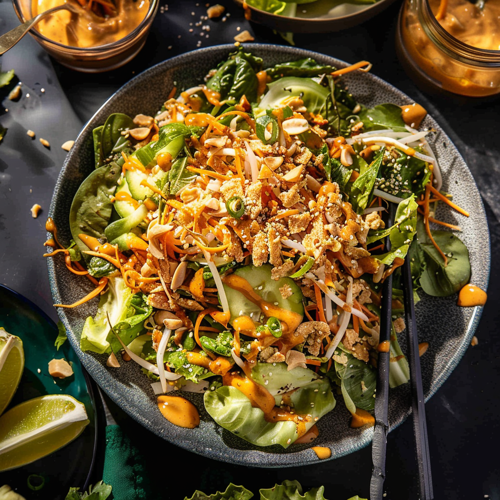 Recipe preparation for Asian Chicken Crunch Salad