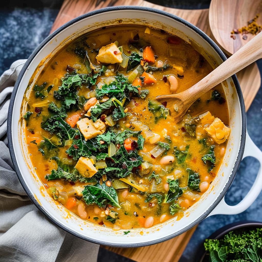 Recipe preparation for Creamy White Bean & Kale Stew