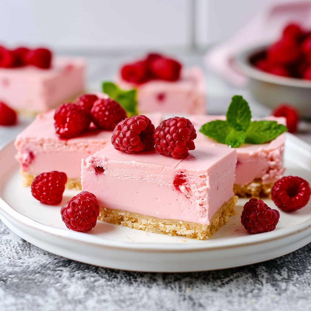 Recipe preparation for No‑Bake Raspberry Cheesecake Bars
