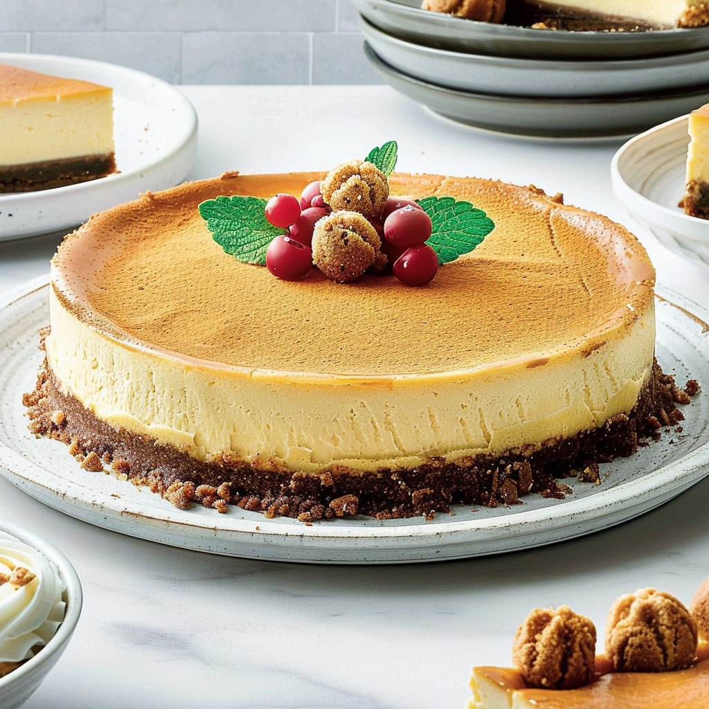Recipe preparation for Eggnog Cheesecake with Gingersnap Crust