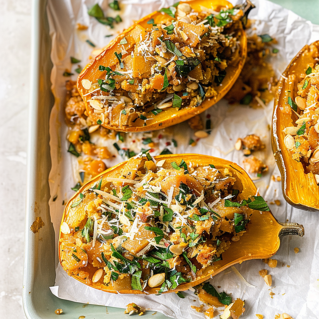 Recipe preparation for Stuffed Butternut Squash