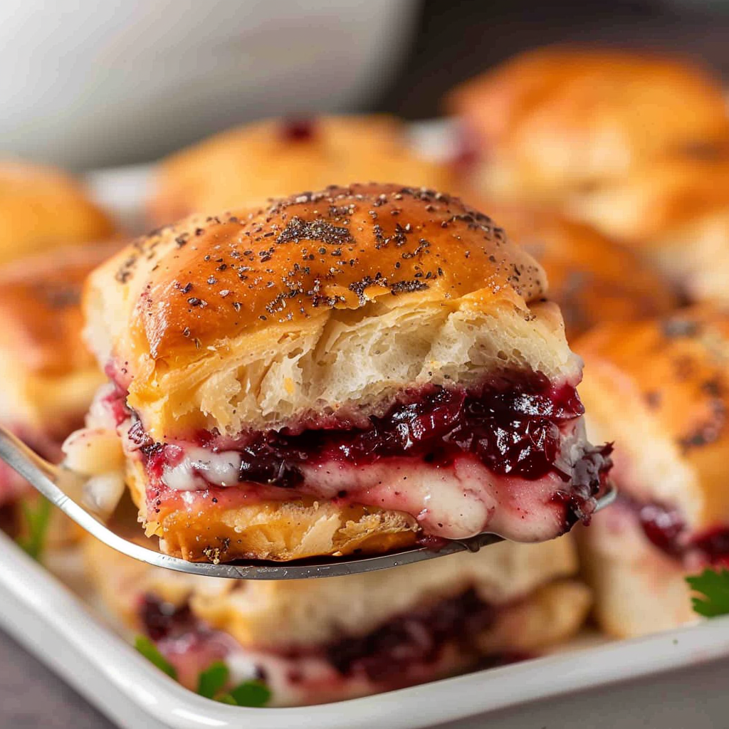 Recipe preparation for Festive Turkey & Cranberry Sliders