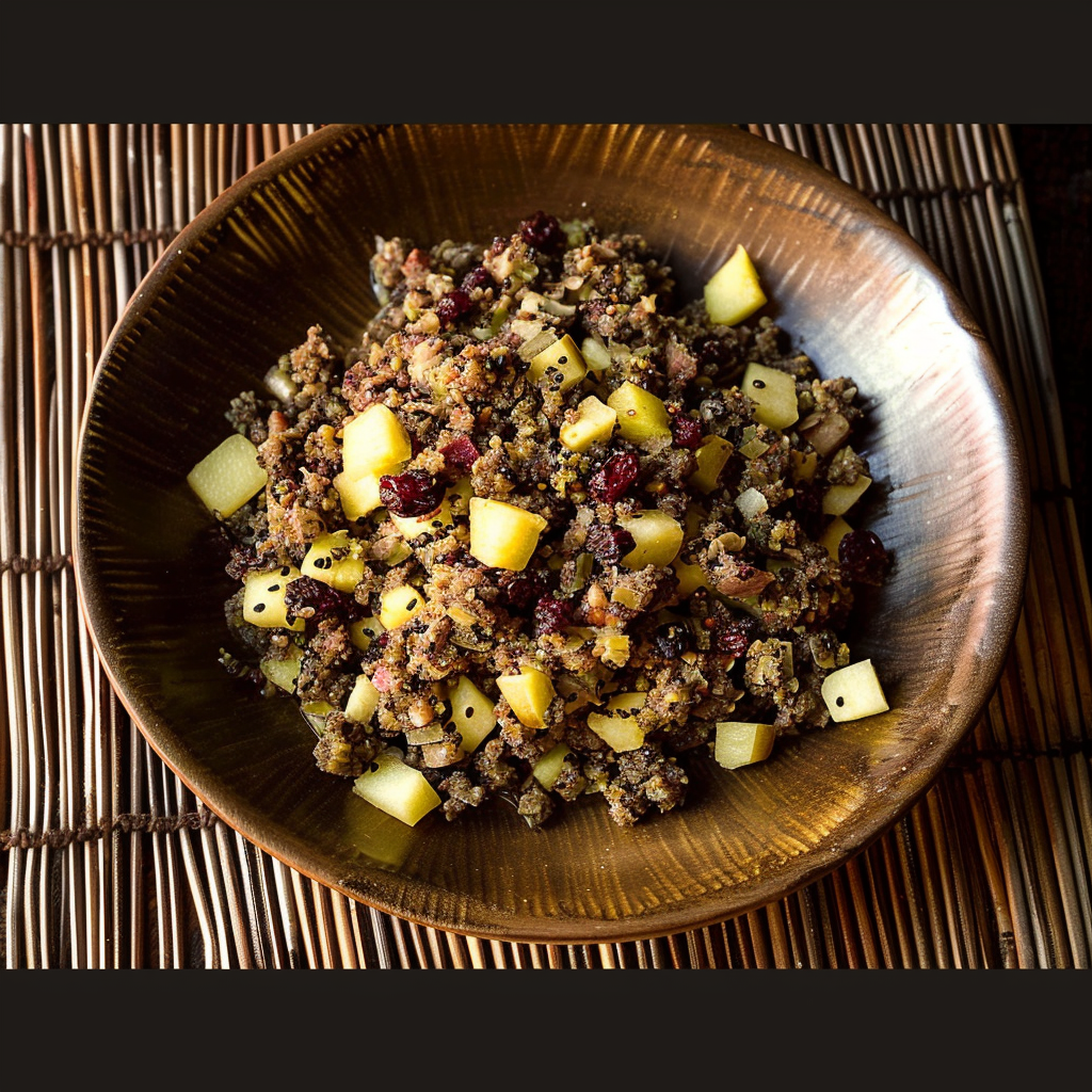 Recipe preparation for Spiced Apple & Cranberry Stuffing