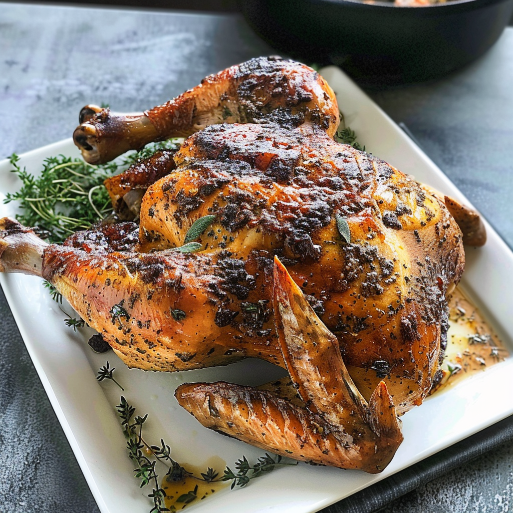 Recipe preparation for Herb-Roasted Turkey Thighs with Garlic Butter