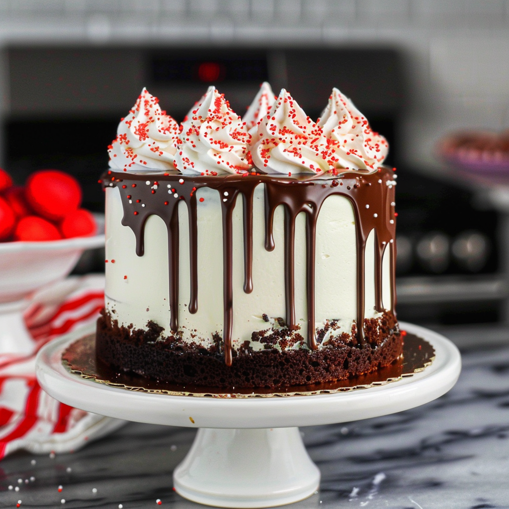 Recipe preparation for Peppermint Mocha Layer Cake