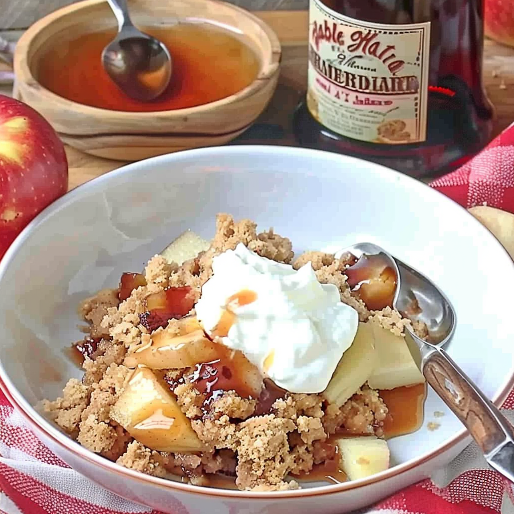 Recipe preparation for Fireball Whiskey Caramel Apple Crisp