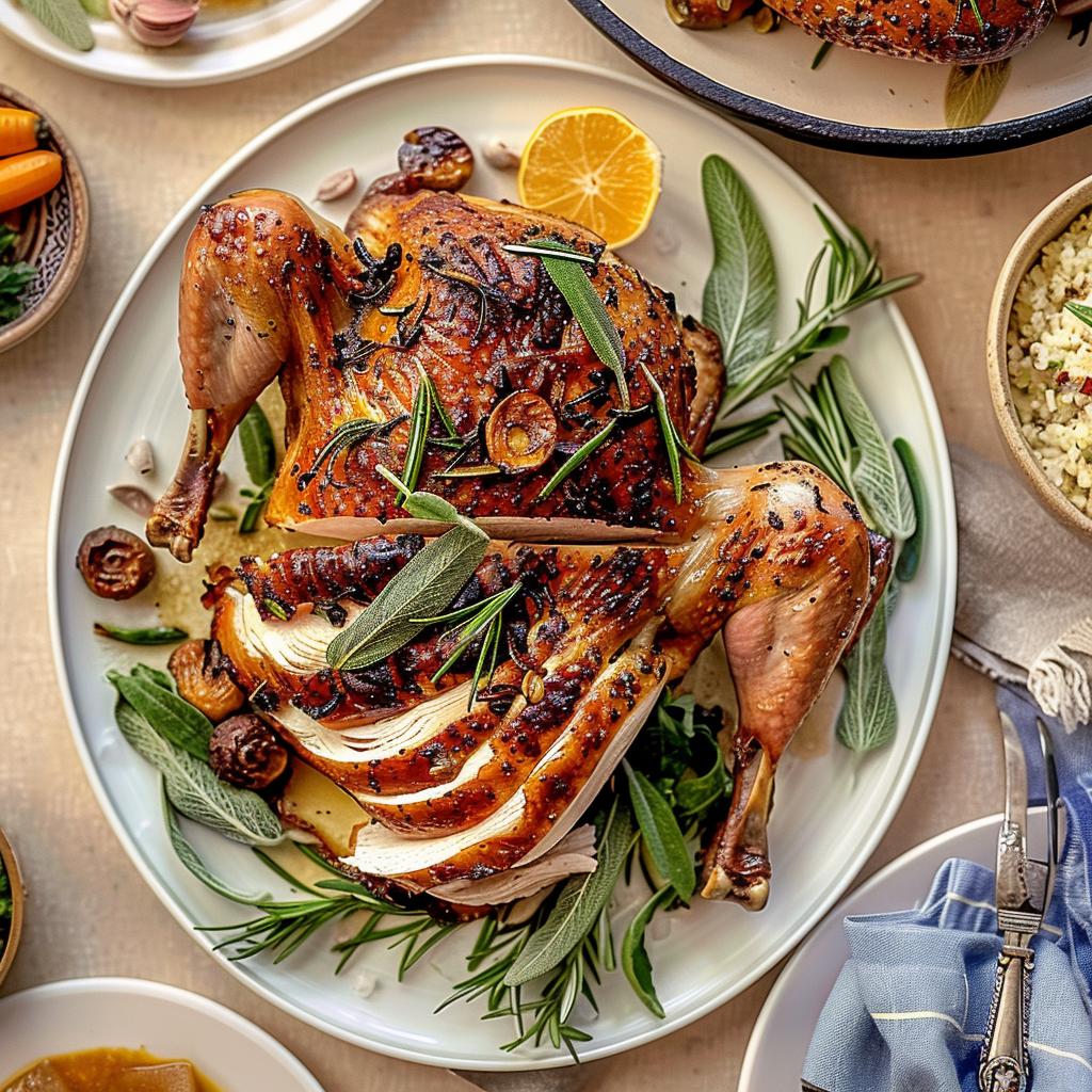 Recipe preparation for Maple-Bourbon Roasted Turkey Legs