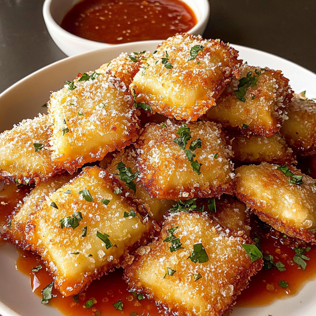 Recipe preparation for Fried Ravioli Crispy Cheese Bites