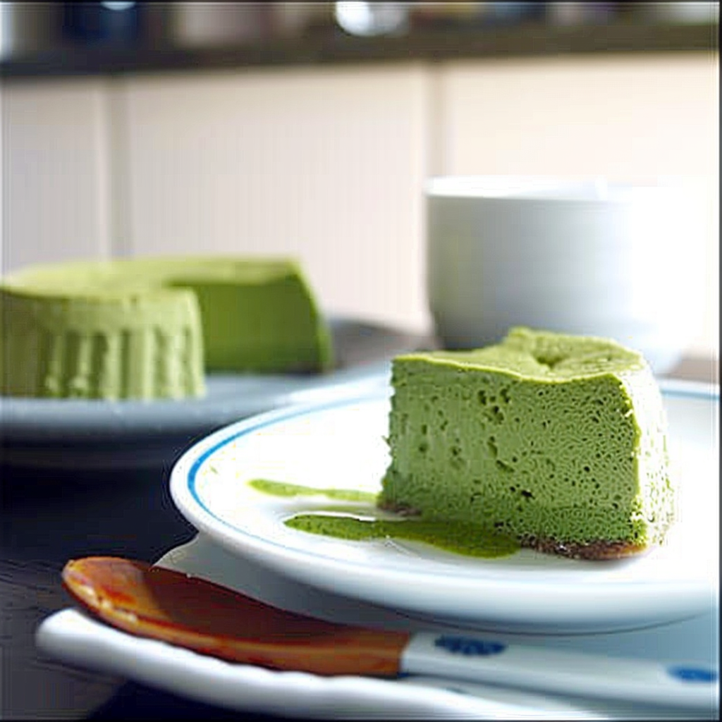 Recipe preparation for Matcha Soufflé Cheesecake