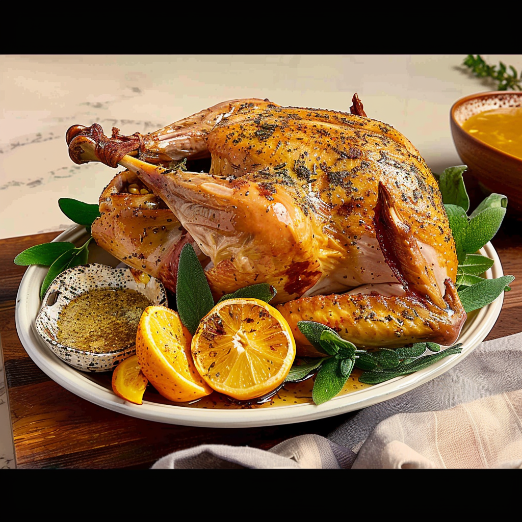 Recipe preparation for Herb-roasted turkey with garlic & citrus