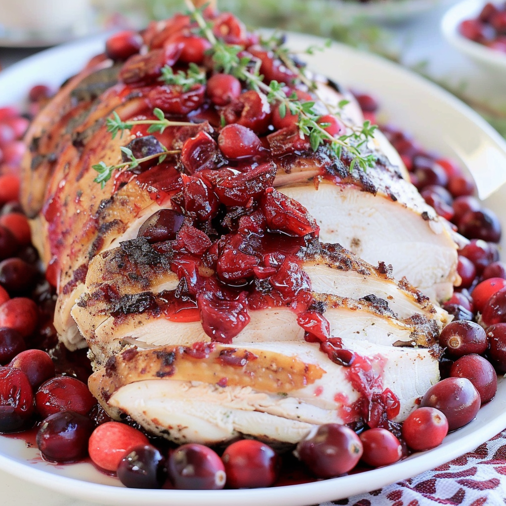 Recipe preparation for Turkey with cranberry glaze