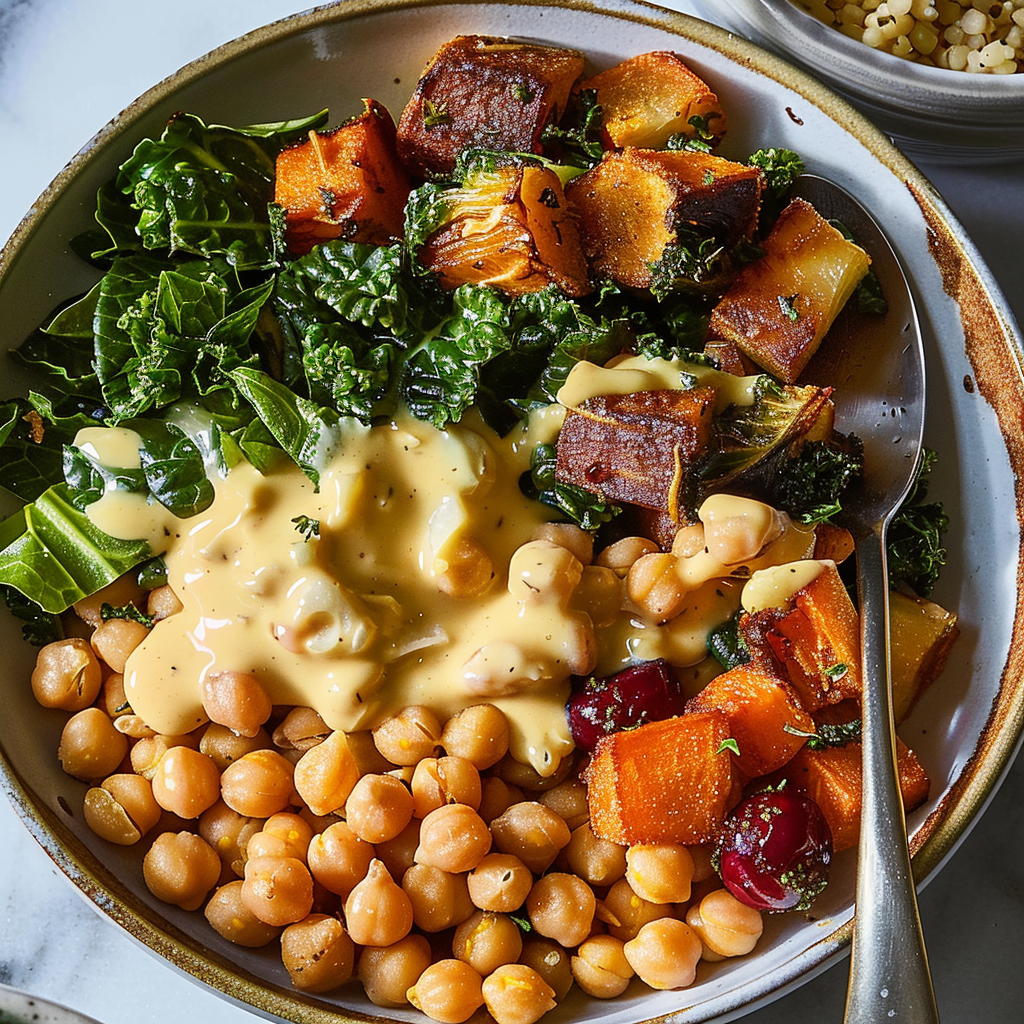 Recipe preparation for Autumn Harvest Chickpea Bowl