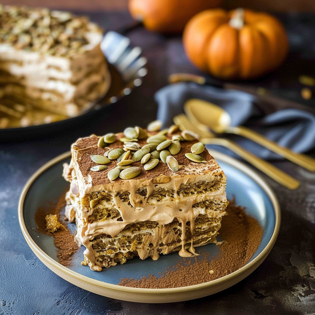 Recipe preparation for No-Bake Pumpkin Tiramisu