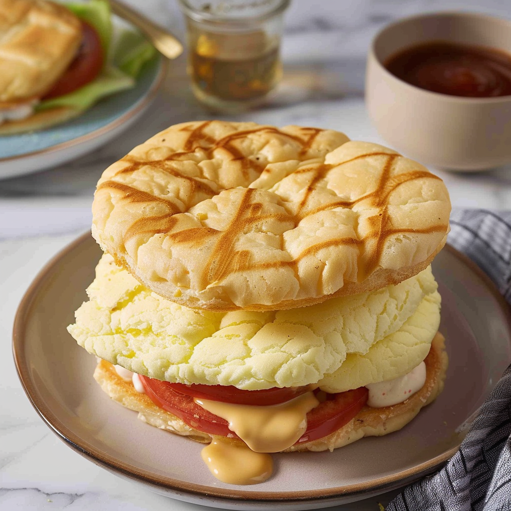 Recipe preparation for Cloud Bread Dessert Sandwiches