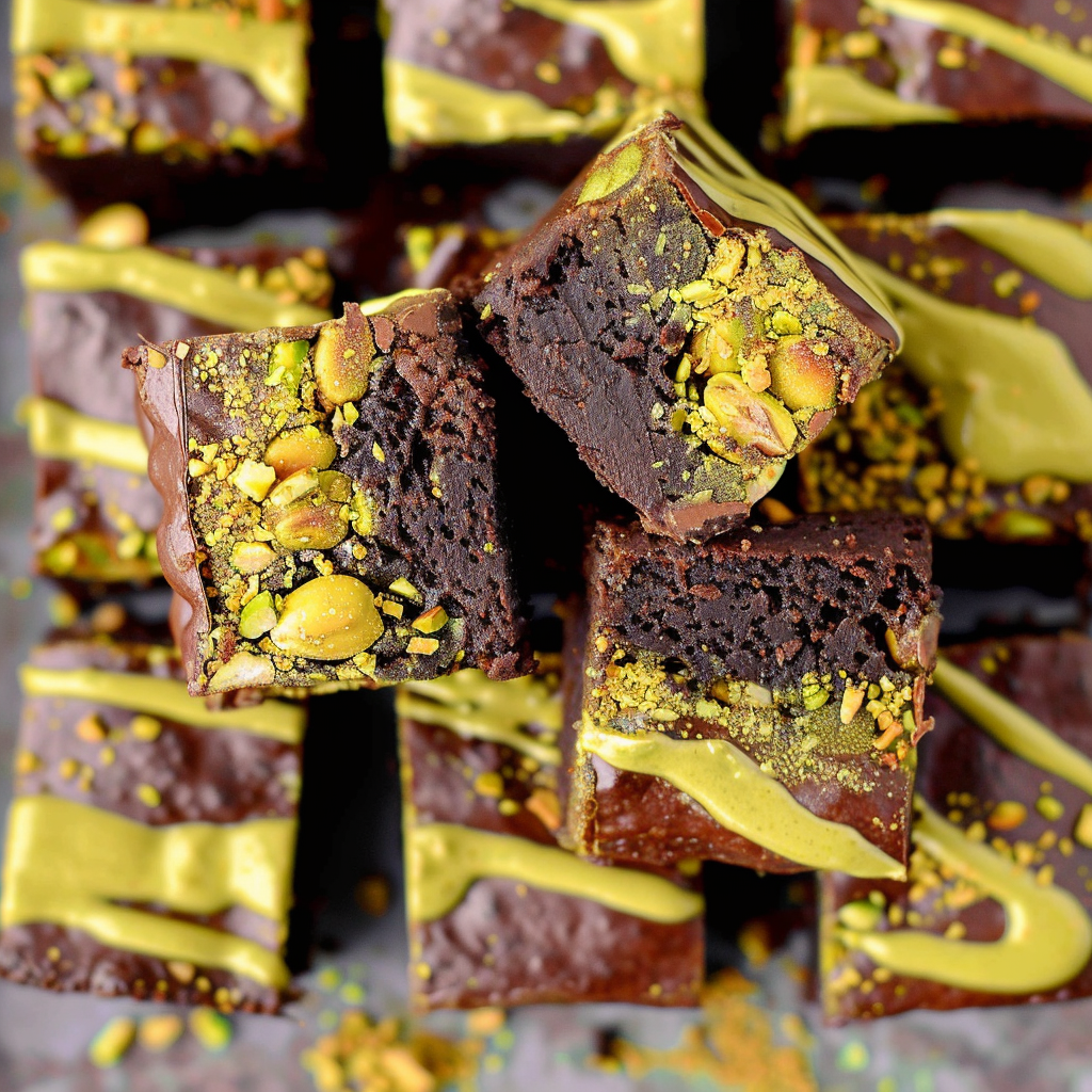 Recipe preparation for Pistachio Basil Brownie Bars