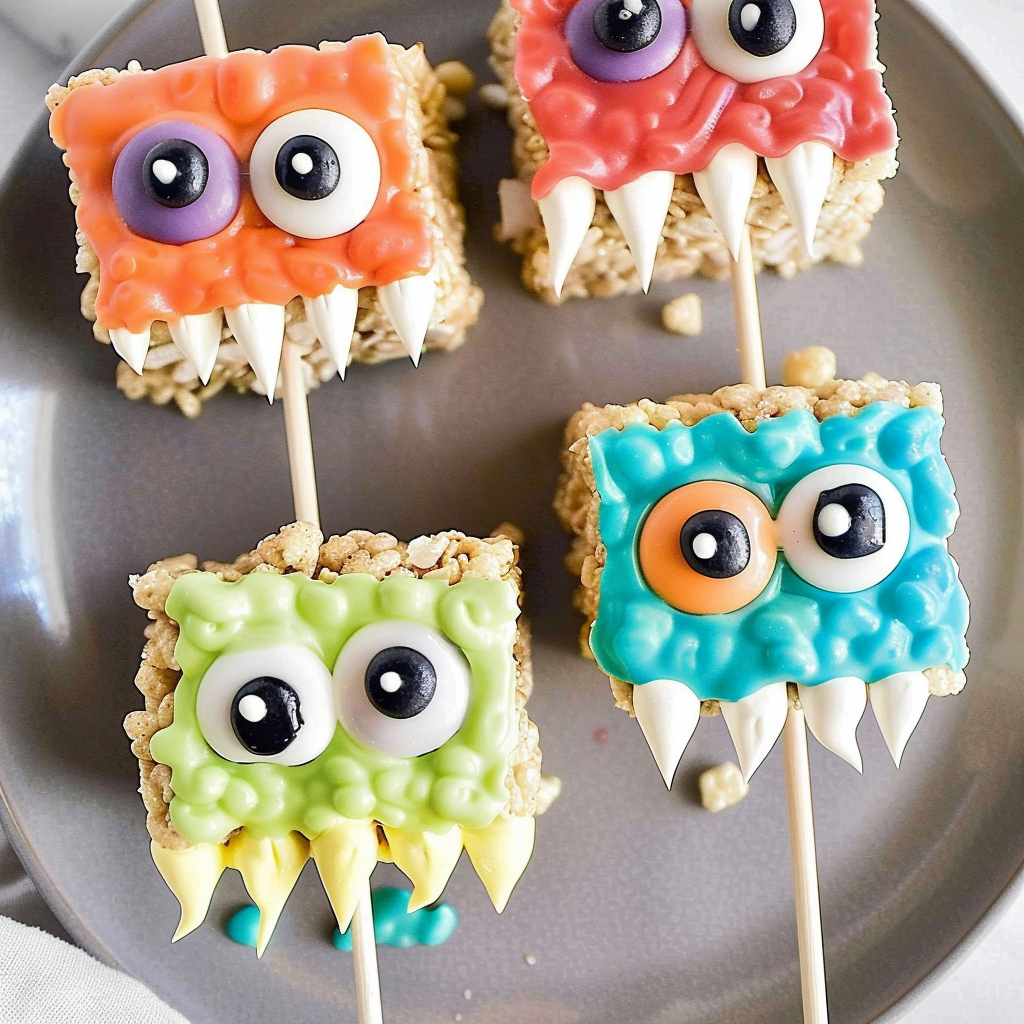 Recipe preparation for Monster Mouth Rice Crispie Treats