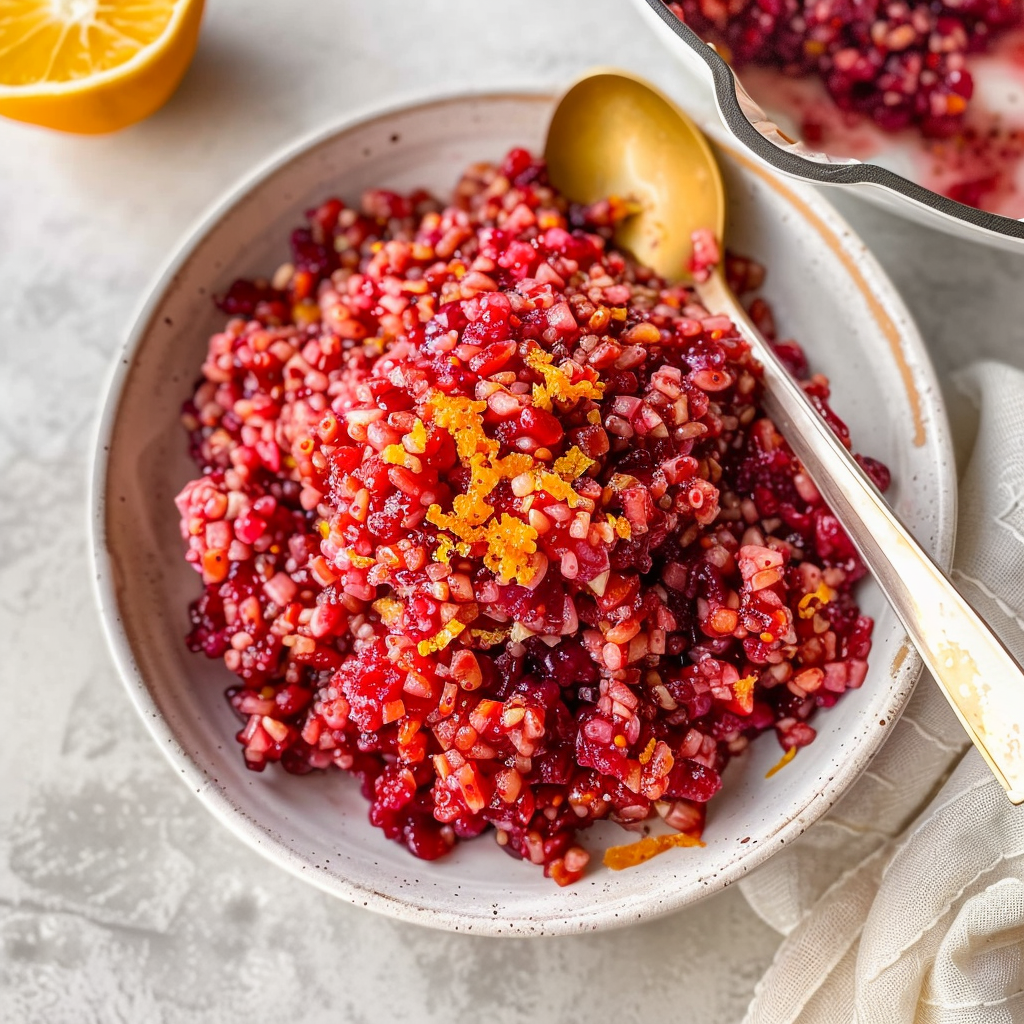 Recipe preparation for Cranberry Orange Relish