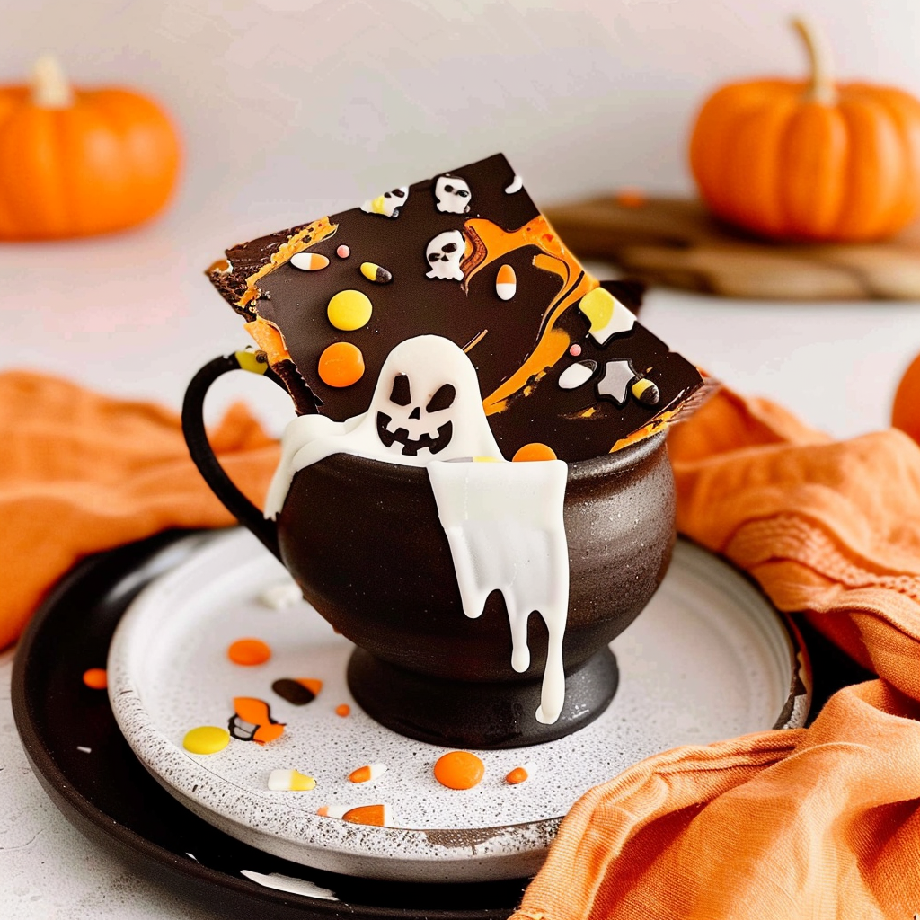 Recipe preparation for Halloween Snack Ghost Bark
