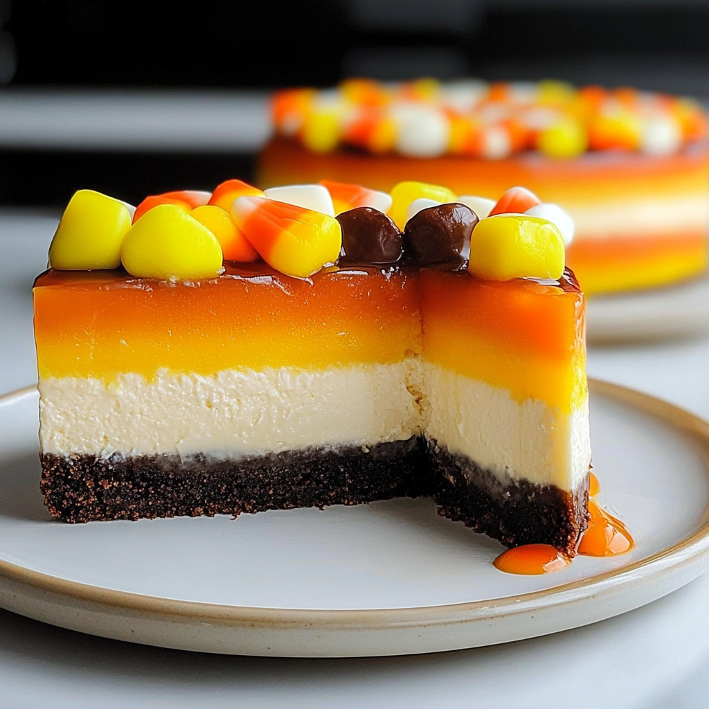 Recipe preparation for Candy Corn Cheesecake