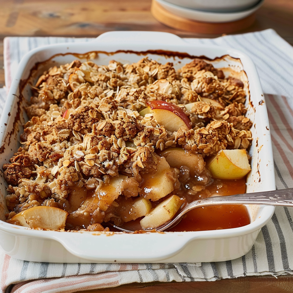 Recipe preparation for Thanksgiving Dessert Apple Crisp with Oats