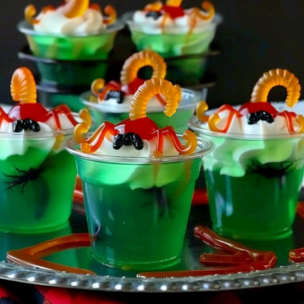 Recipe preparation for Creepy Crawly Jello Cups