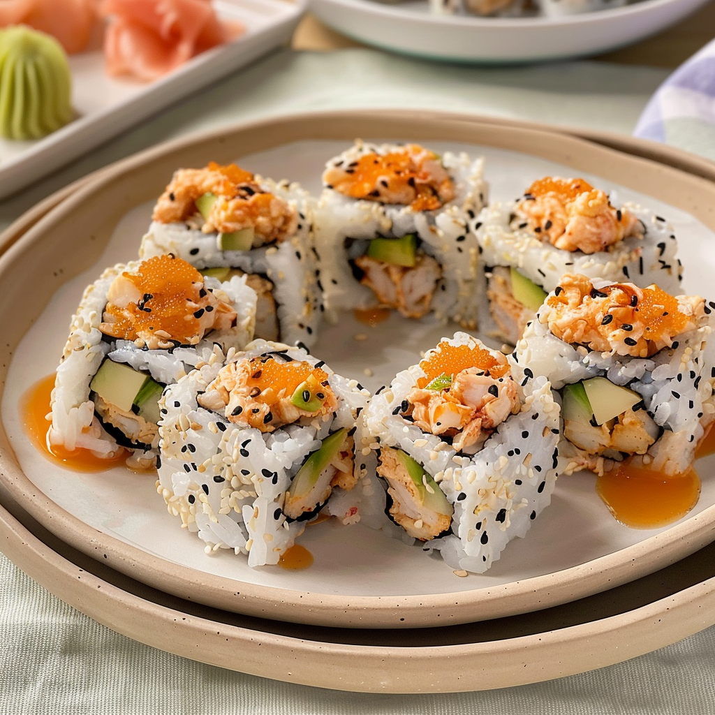Recipe preparation for Kani Sushi (Spicy Crab Roll)