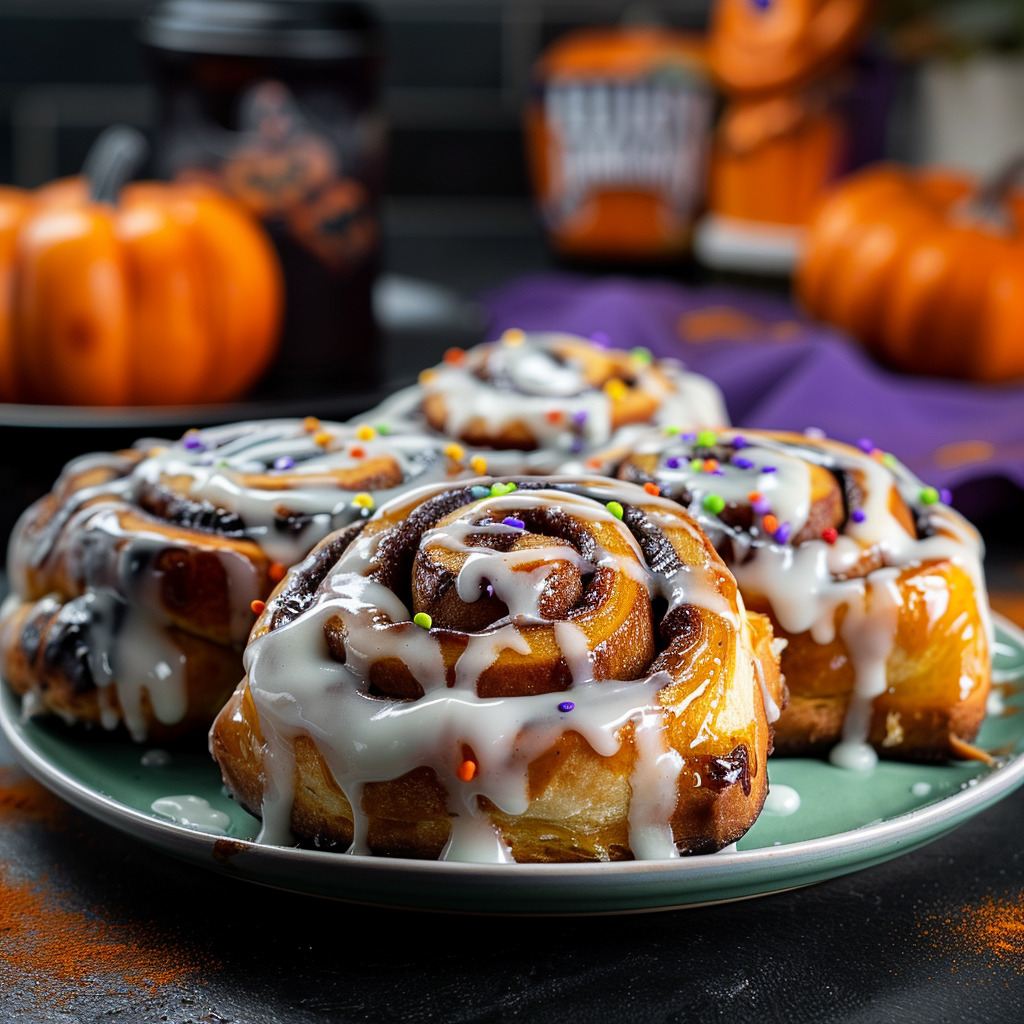 Recipe preparation for Halloween Cinnamon Rolls
