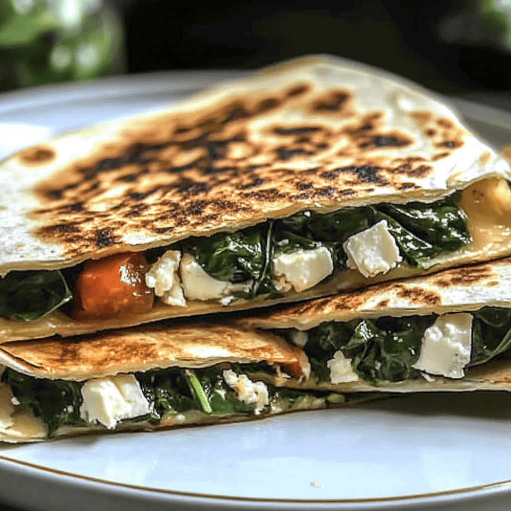 Recipe preparation for Spinach and Feta Quesadillas
