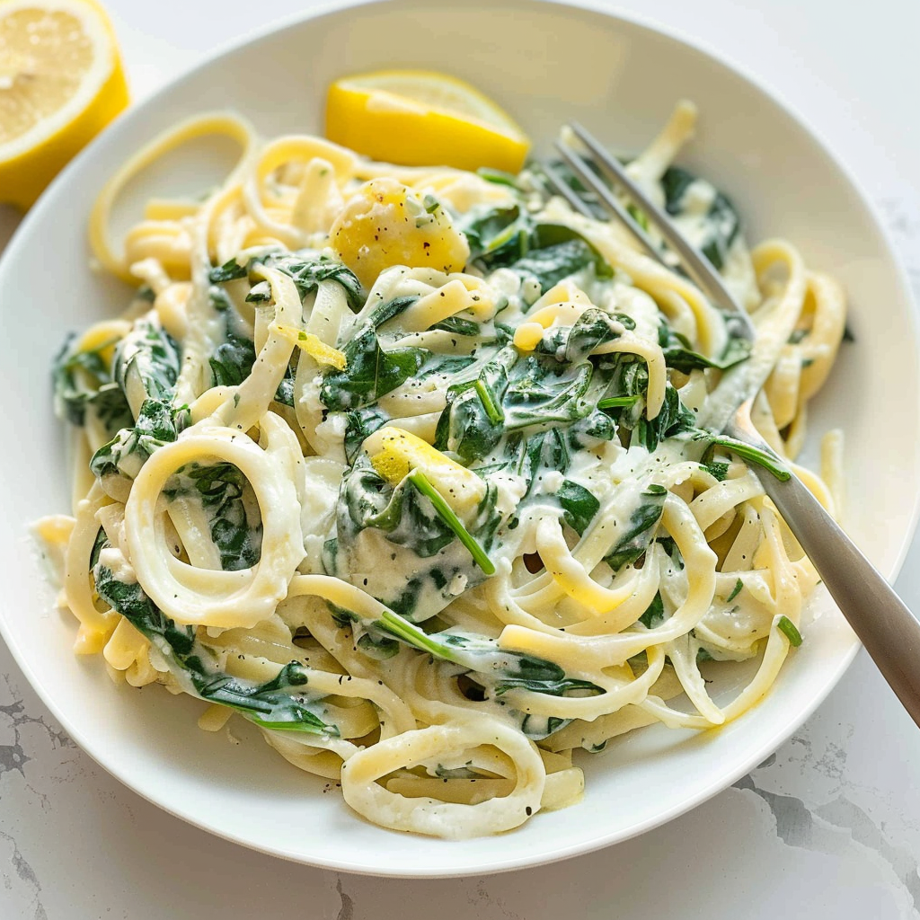 Recipe preparation for Lemon Ricotta Pasta with Spinach