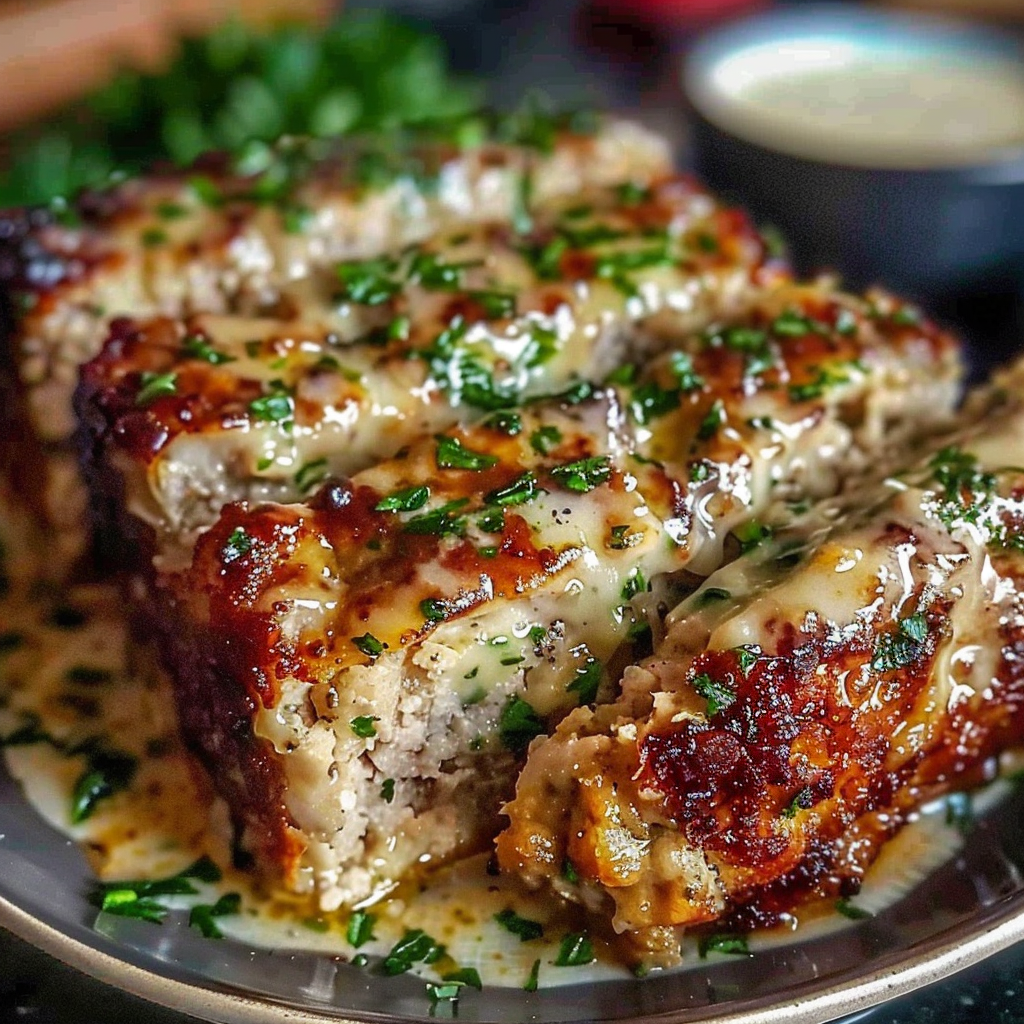 Recipe preparation for Garlic Parmesan Chicken Meatloaf