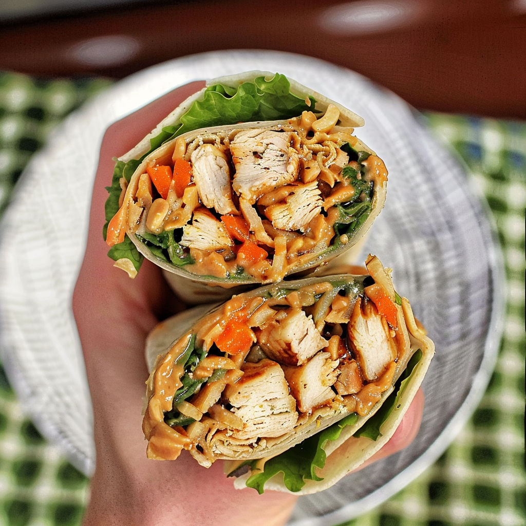 Recipe preparation for Thai Peanut Chicken Wraps