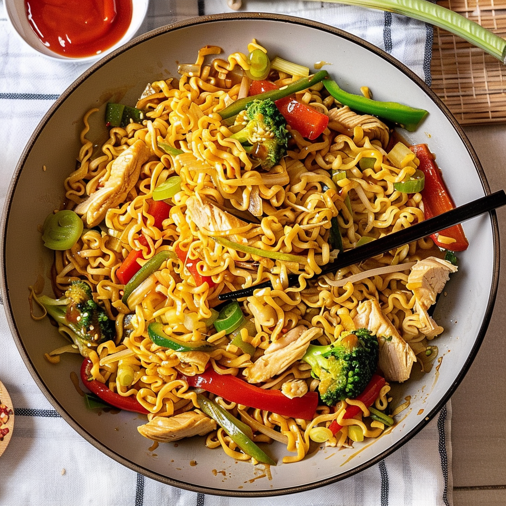 Recipe preparation for Chicken Ramen Stir Fry