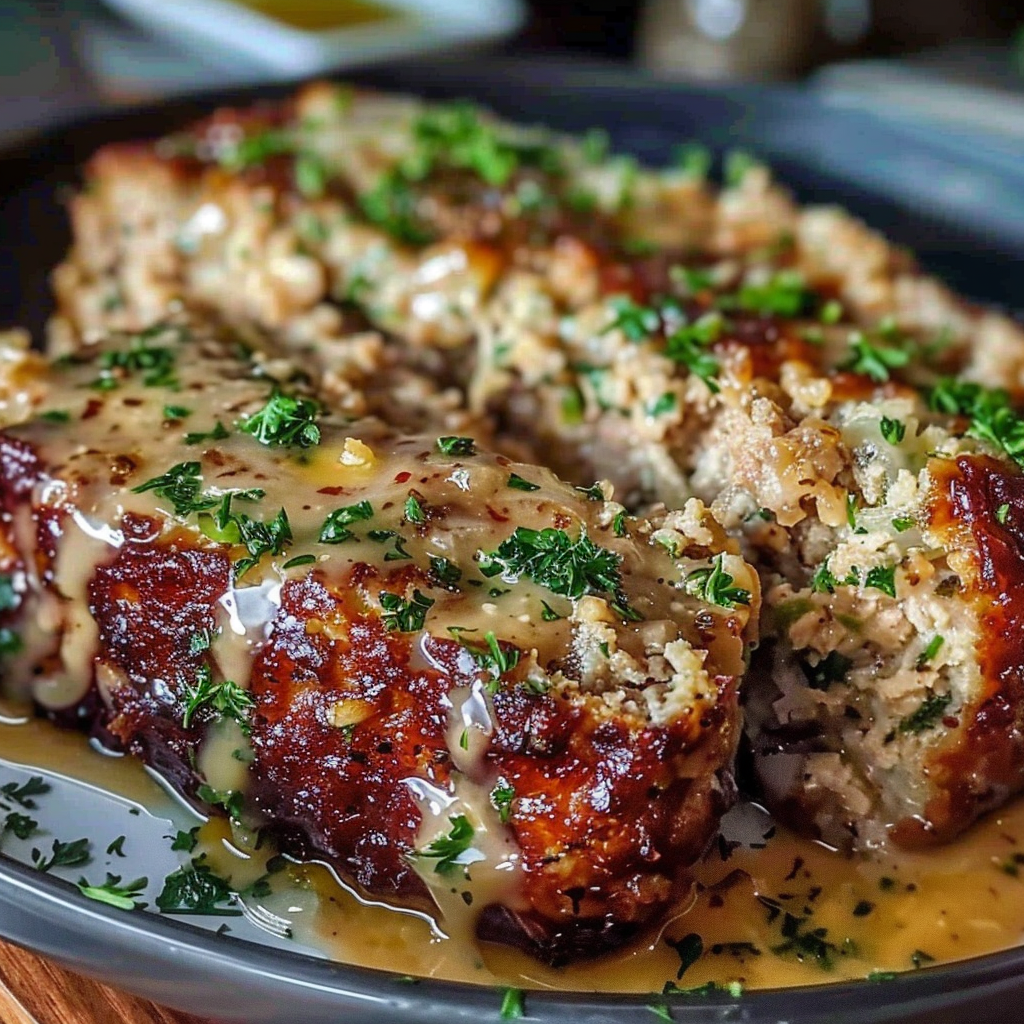 Recipe preparation for Garlic Parmesan Chicken Meatloaf