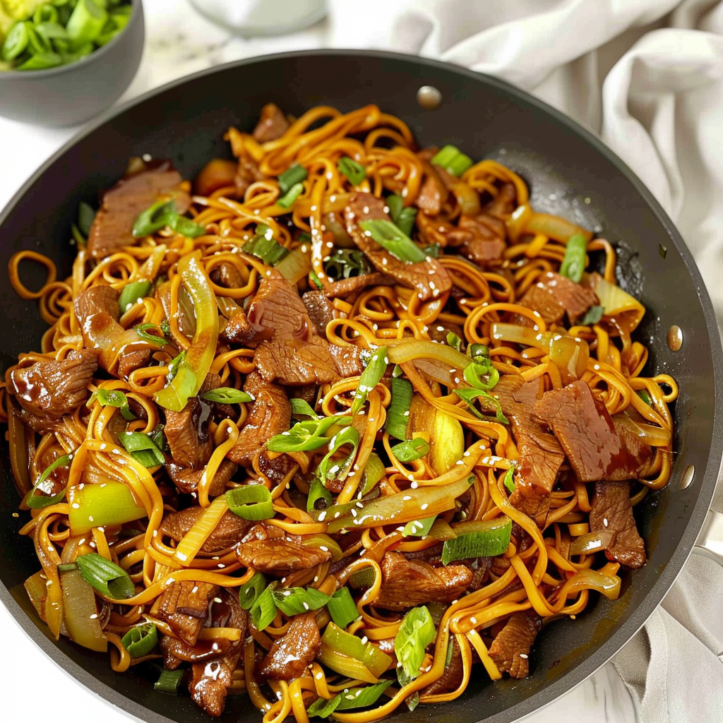 Recipe preparation for Sticky Beef Noodles