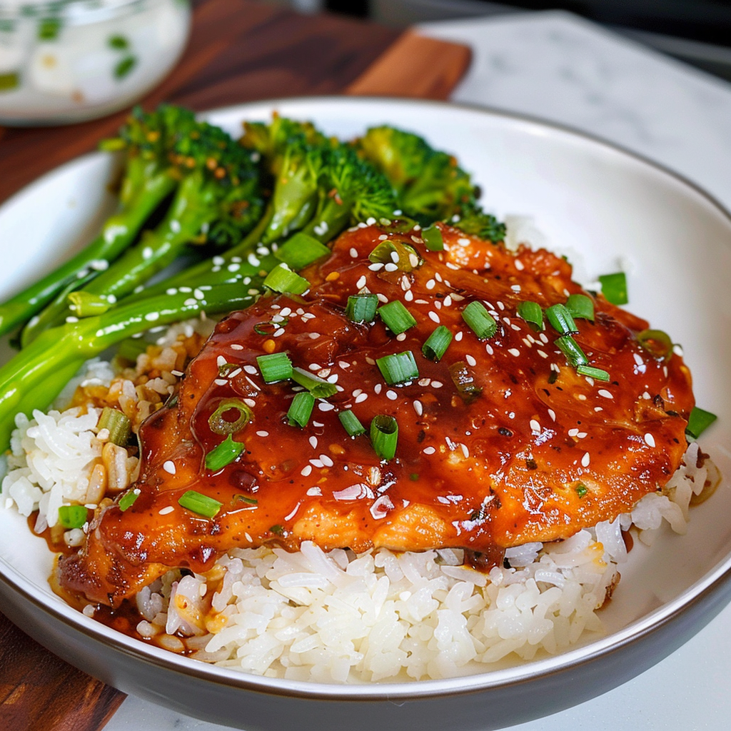 Recipe preparation for Honey BBQ Chicken Rice
