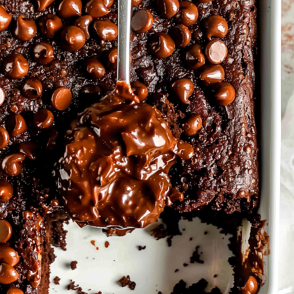 Recipe preparation for Fudgy Chocolate Dump Cake